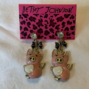 Betsey Johnson Flying Pig Earrings